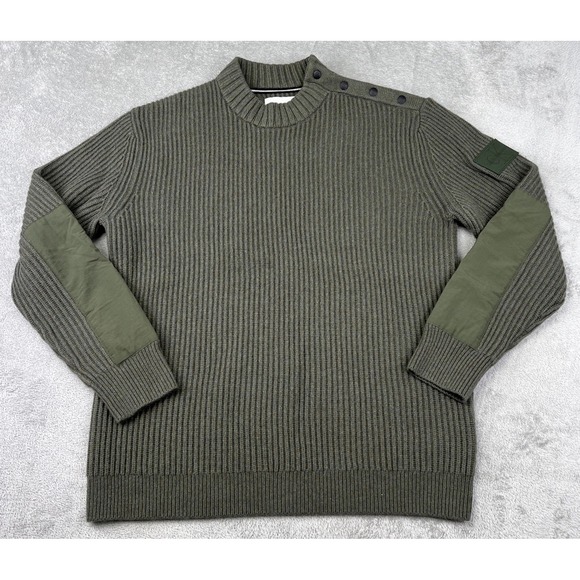 Calvin Klein Sweater Men's XL‎ Army Green Long Sleeve Wool Blend - Picture 1 of 8